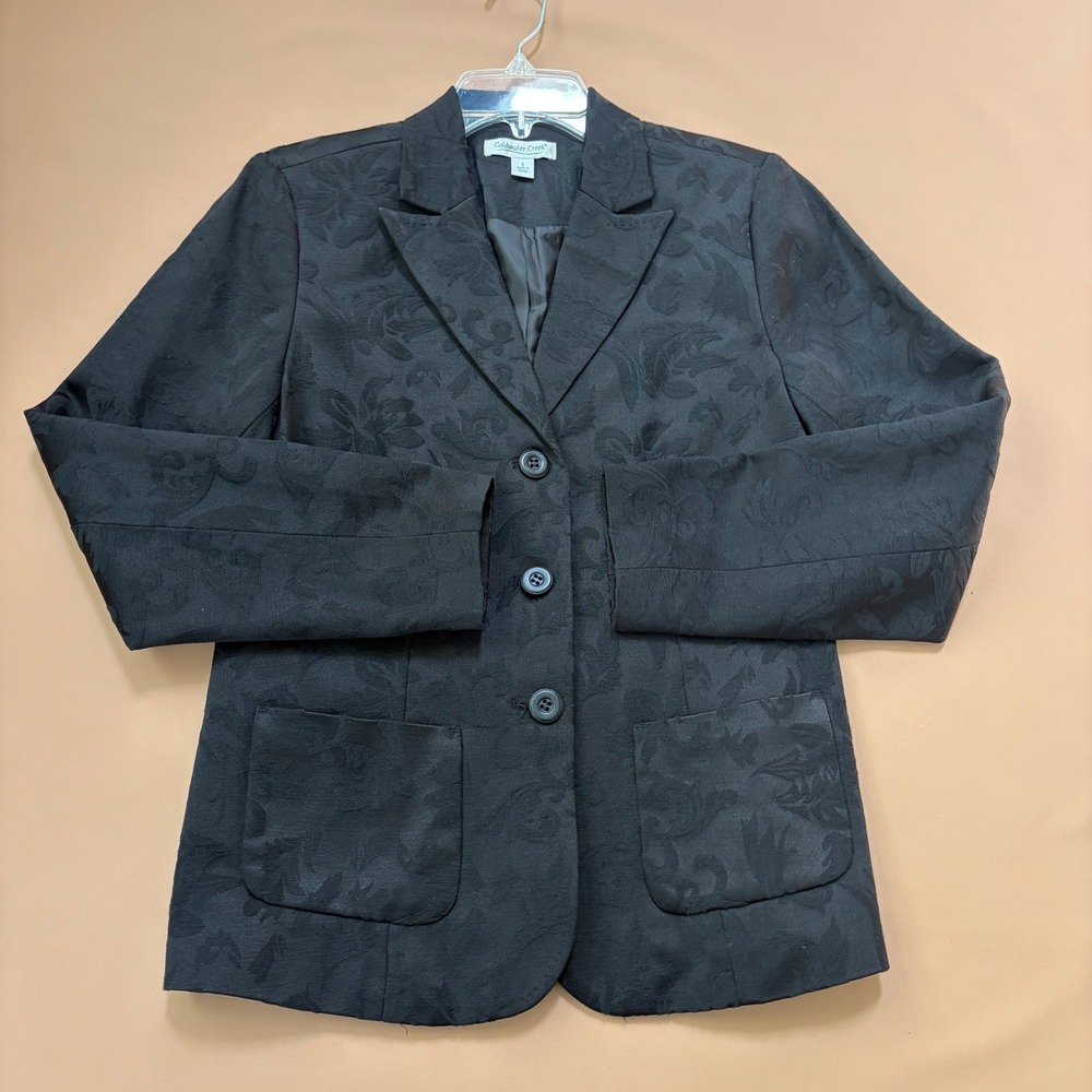 Coldwater Creek Womens Black Floral Jacquard Blazer Jacket S‎ Gothic academia